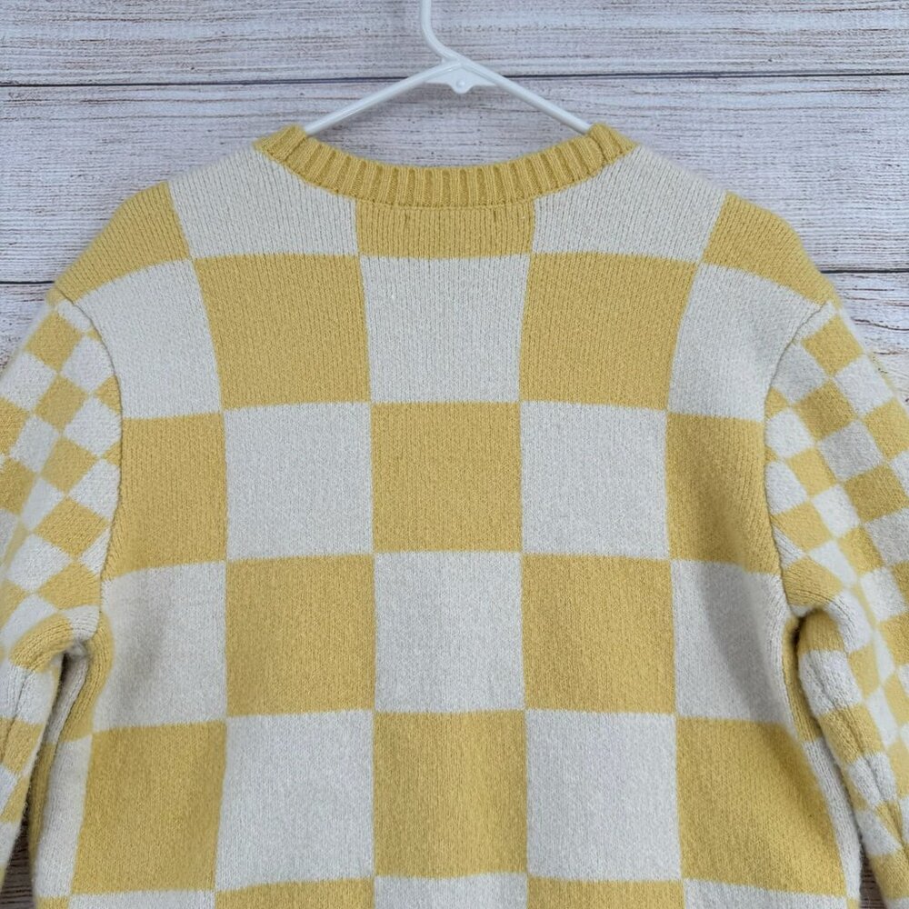 Vans Yellow & White Checkerboard Cardigan Sweater - Picture 4 of 14